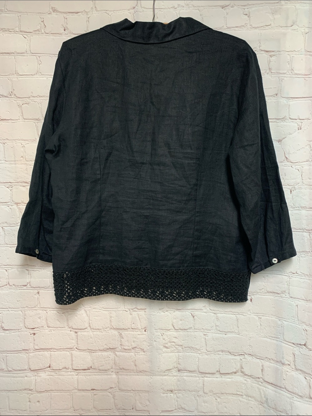 Richard Malcom Irish Linen Black Top Size L - Picture 4 of 4